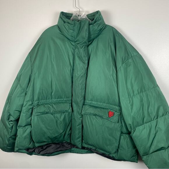 SPELLEDIT Unisex Oversized Green Puffer Jacket - Picture 4 of 9